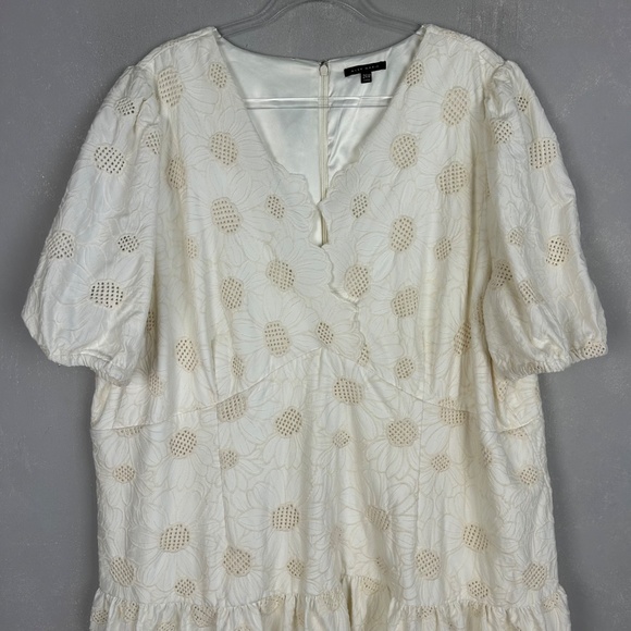 Alex Marie plus size 24W Phoebe shift dress ivory embroidered scalloped tiered - Picture 3 of 15